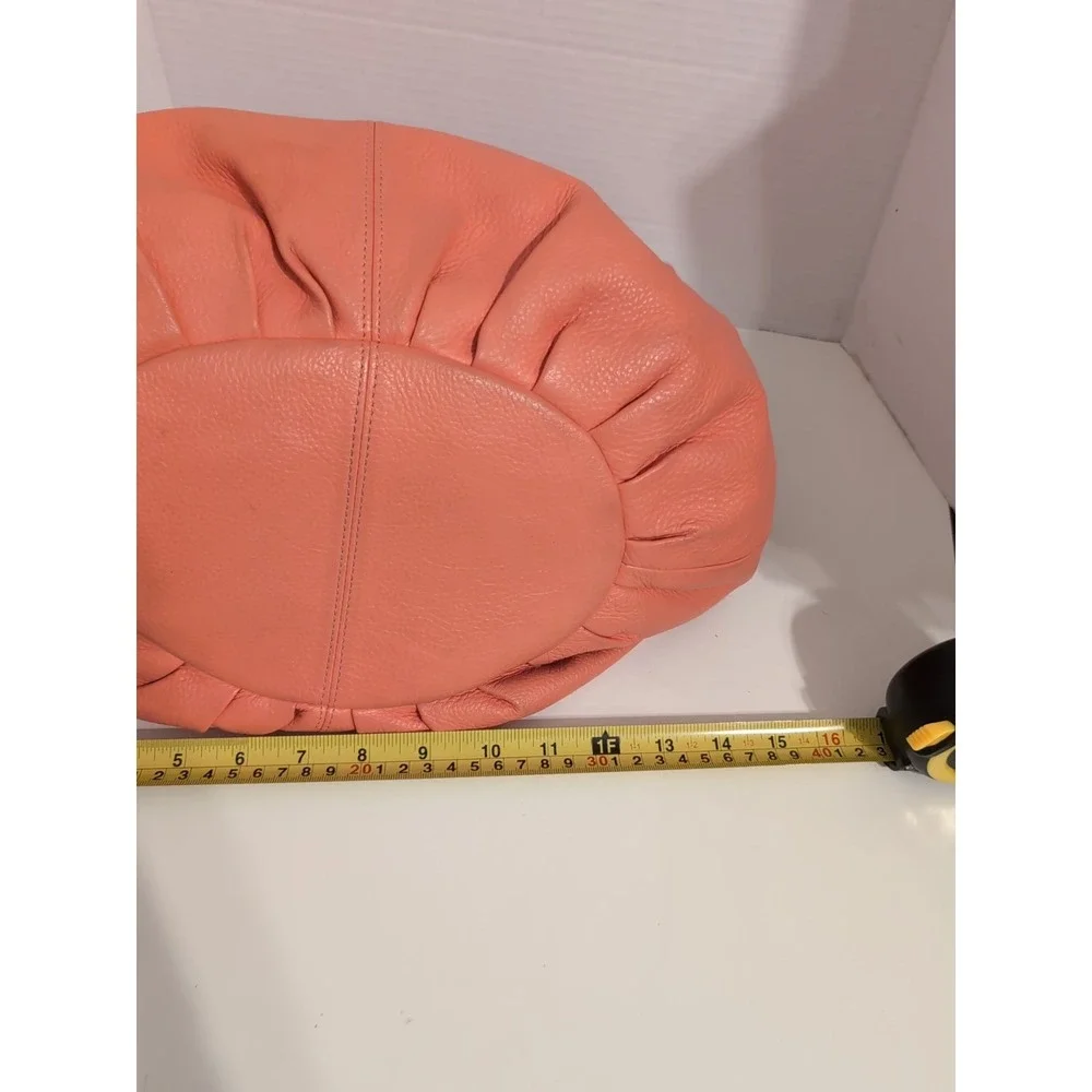 Bodhi Pebbled‎ Leather Peach Hobo Bag With Silver Chain Straps